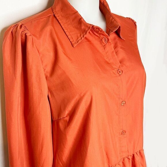 NWT Burnt Orange Tier Dress With Collar 💚🌻 - Picture 3 of 8